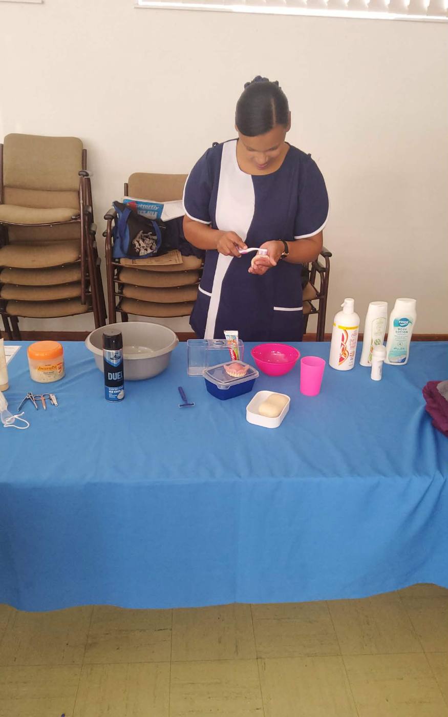 Student demonstrating personal grooming and hygiene care