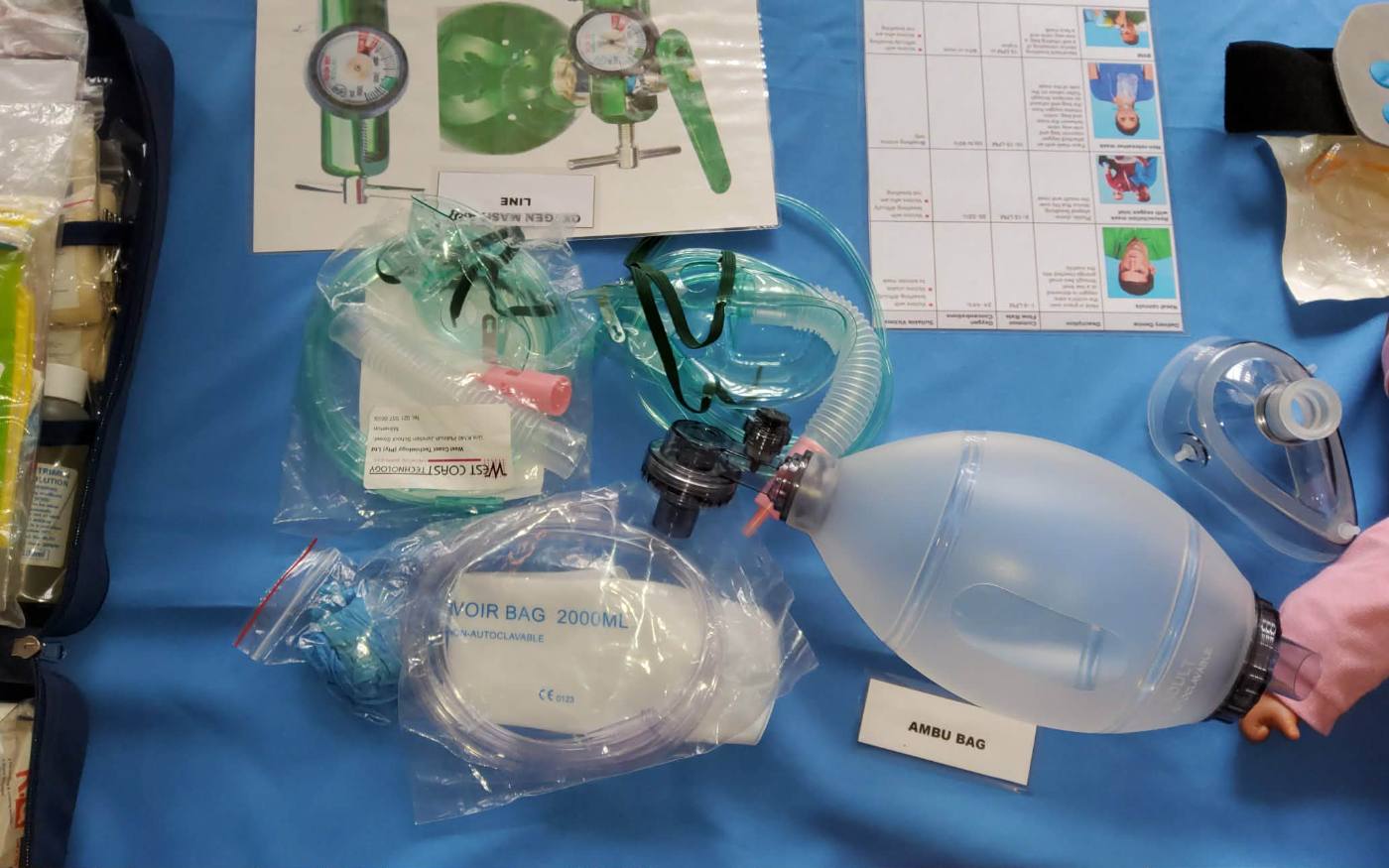 Oxygen mask and Ambu bag training supplies